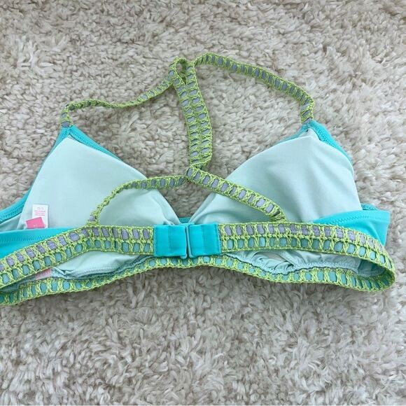 Victoria's Secret Seafoam Glow Crochet  Triangle Swim Top Size L - Picture 2 of 5